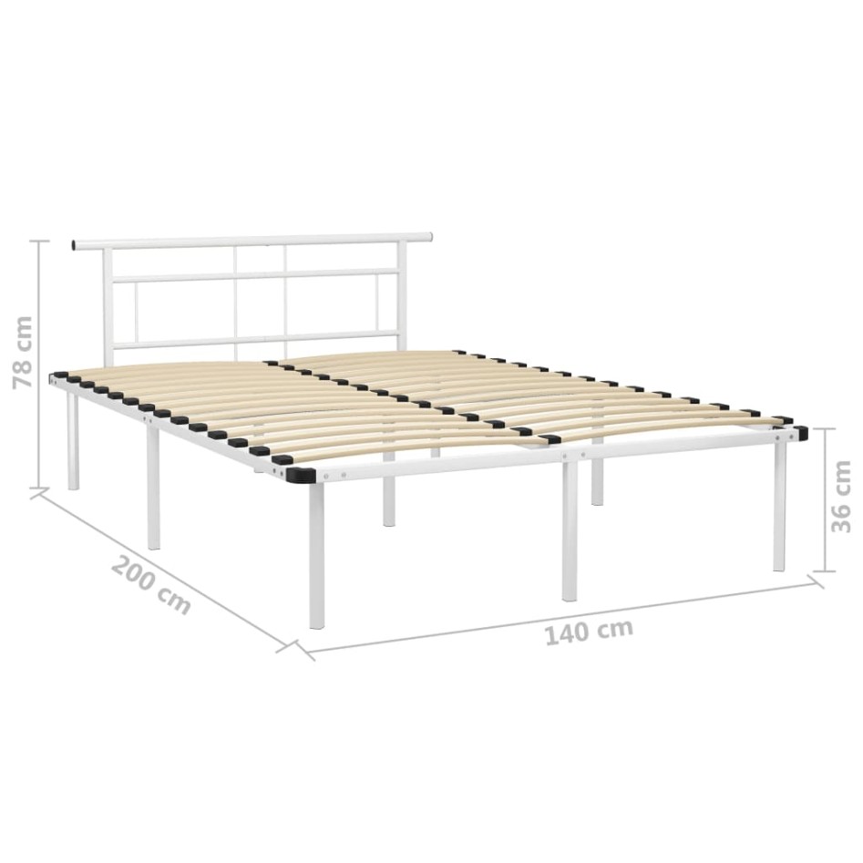 Estructura de cama de metal blanco 140x200