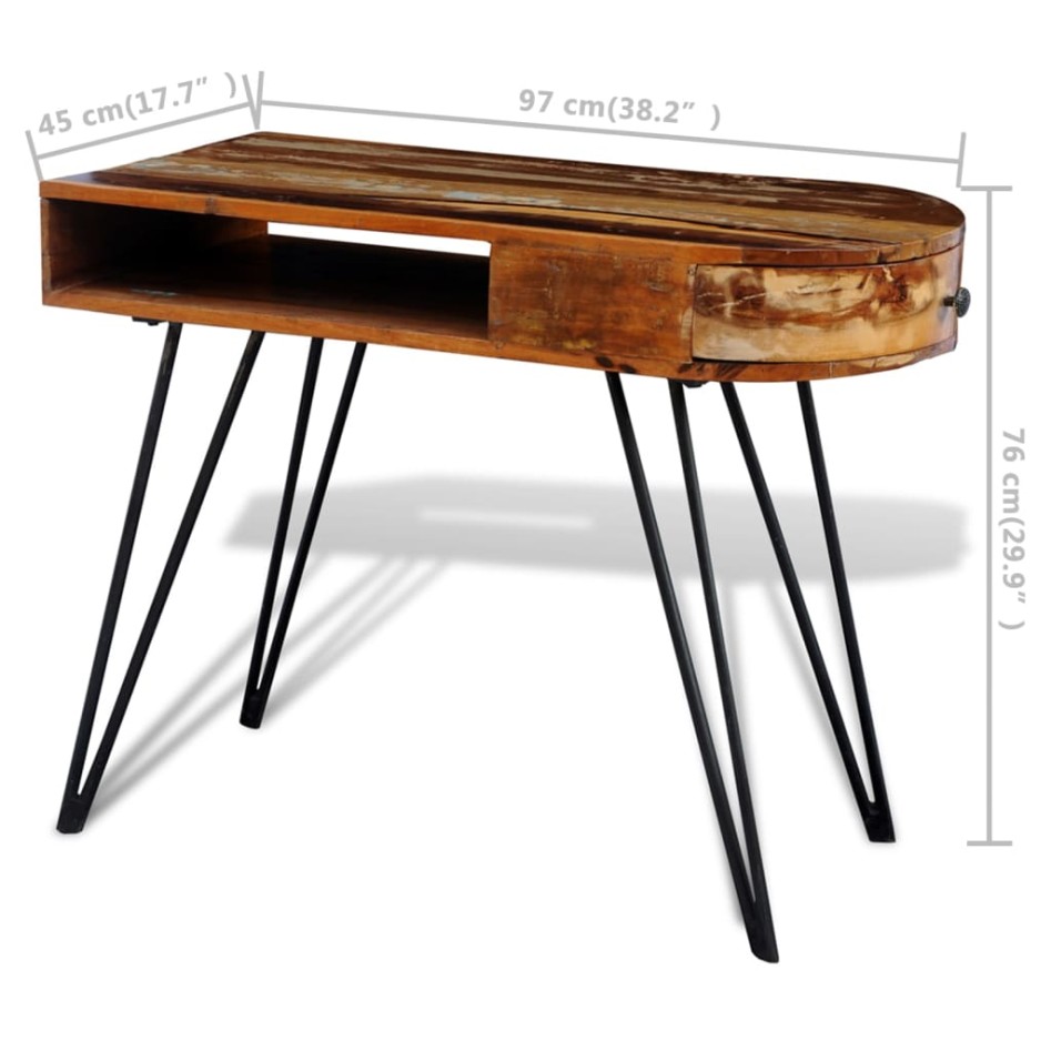 Escritorio de madera maciza reciclada con patas de