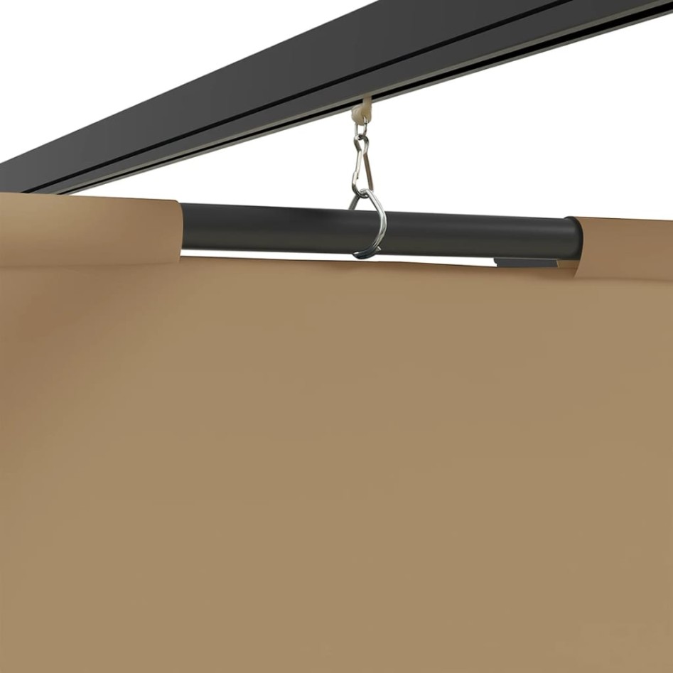 Cenador con cortinas acero gris taupe 3x3