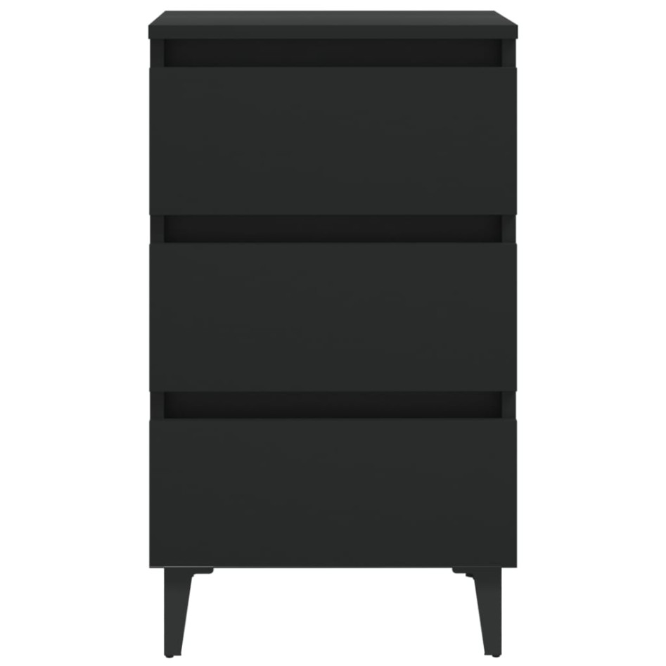 Mesitas noche con patas metal 2 uds negro 40x35x69