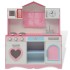 Cocinita de juguete de madera rosa y blanca 82x30x100