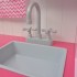 Cocinita de juguete de madera rosa y blanca 82x30x100
