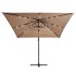 Sombrilla voladiza con luces LED y poste acero taupe 250x250