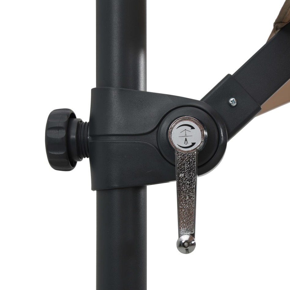 Sombrilla voladiza con luces LED y poste acero taupe 250x250