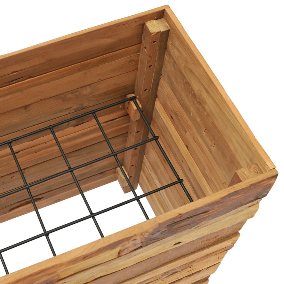 Jardinera madera maciza de teca y acero 100x40x72