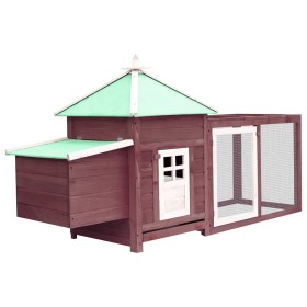Gallinero con ponedero madera maciza abeto moca 190x72x102