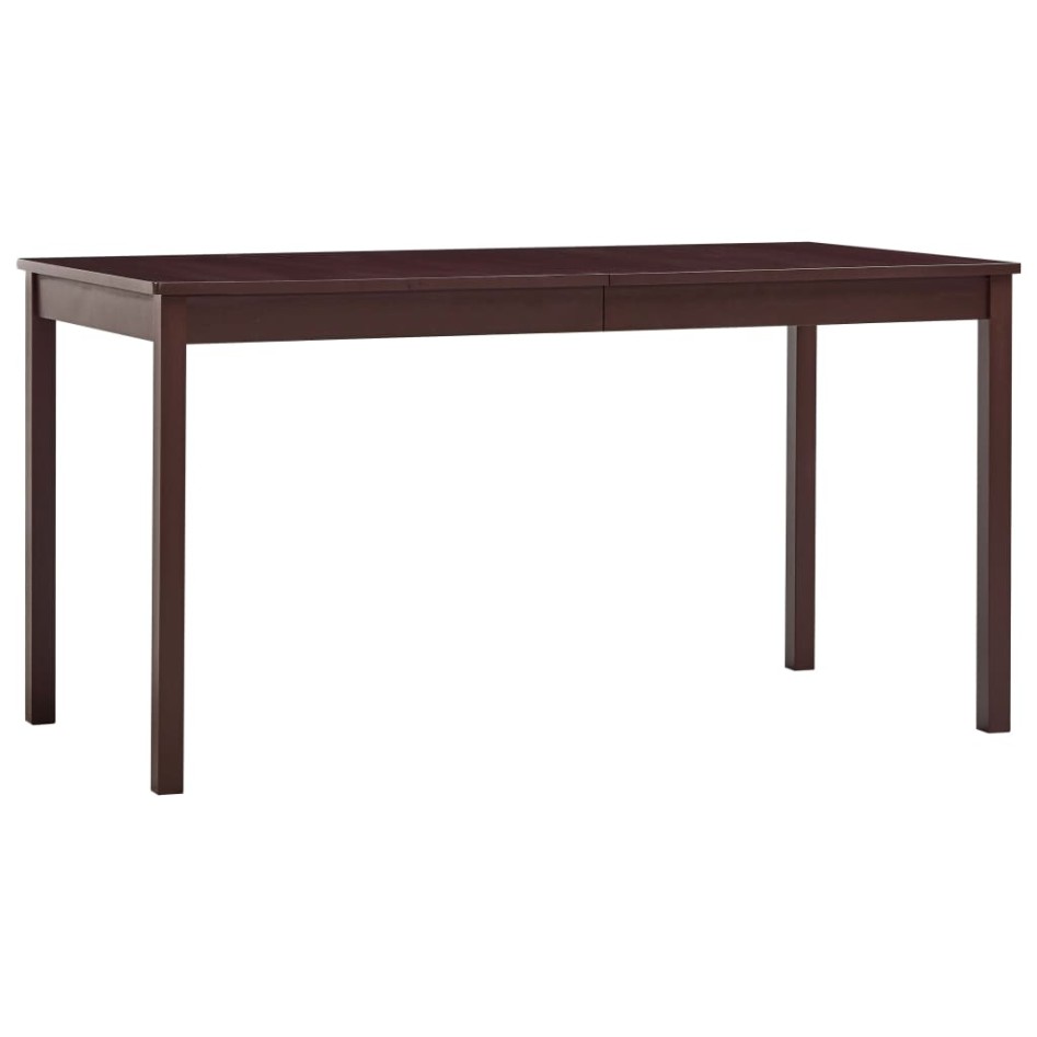 Mesa de comedor de madera de pino marrón oscuro 140x70x73