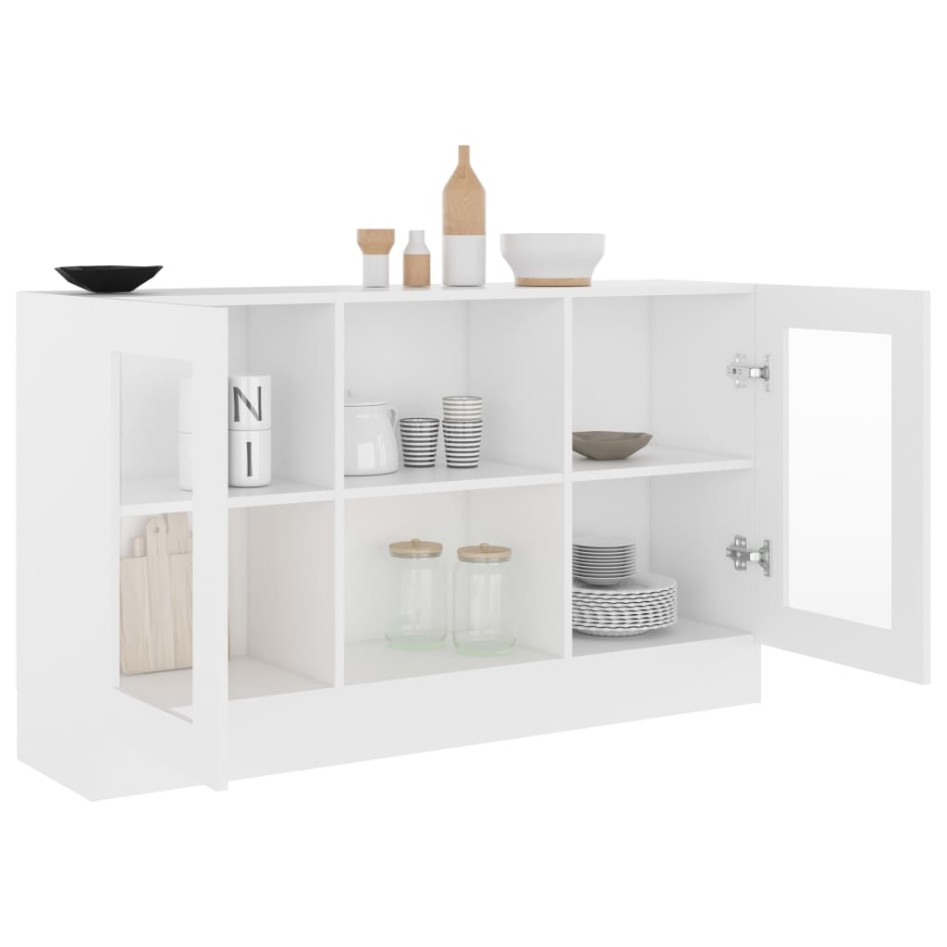 Vitrina de madera ingeniería blanca 120x30,5x70