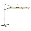 Sombrilla voladiza con poste y luces LED 300 cm arena