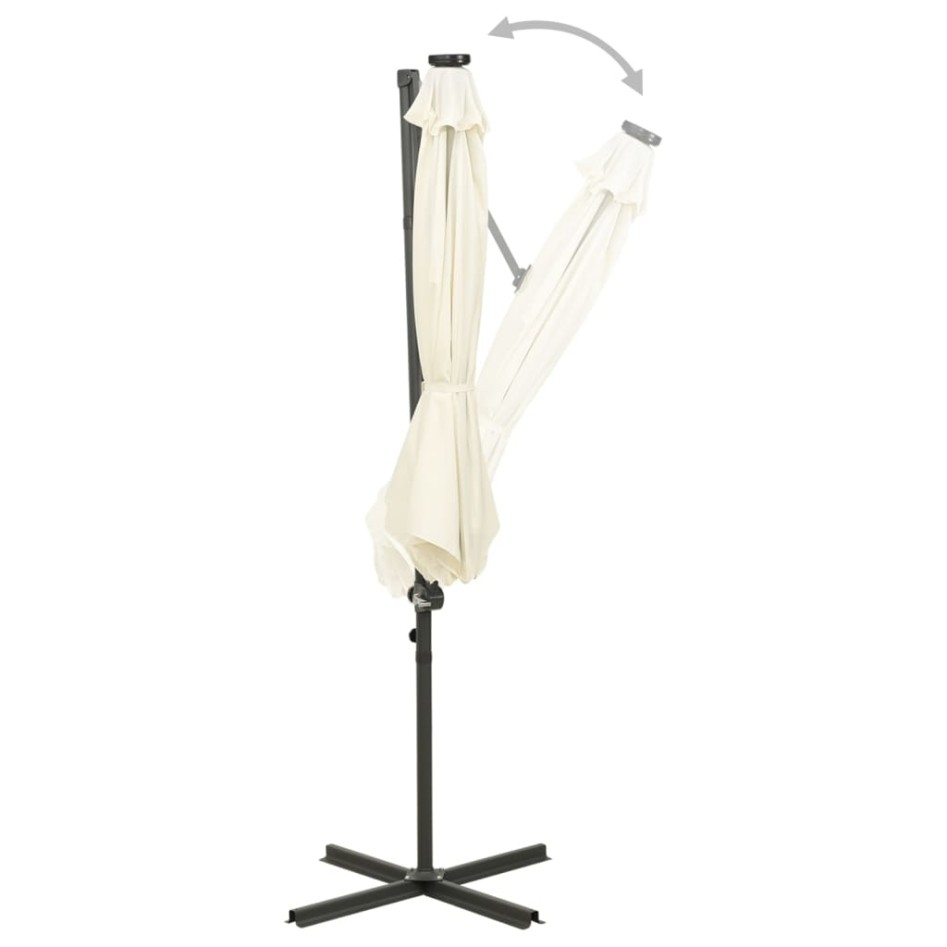 Sombrilla voladiza con poste y luces LED 300 cm