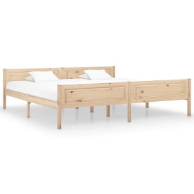 Estructura de cama de madera maciza de pino 200x200