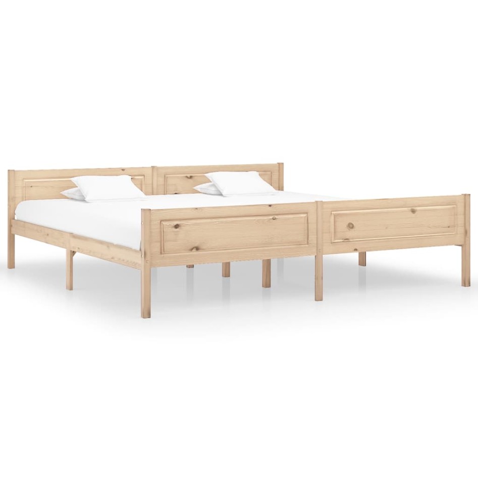 Estructura de cama de madera maciza de pino 200x200