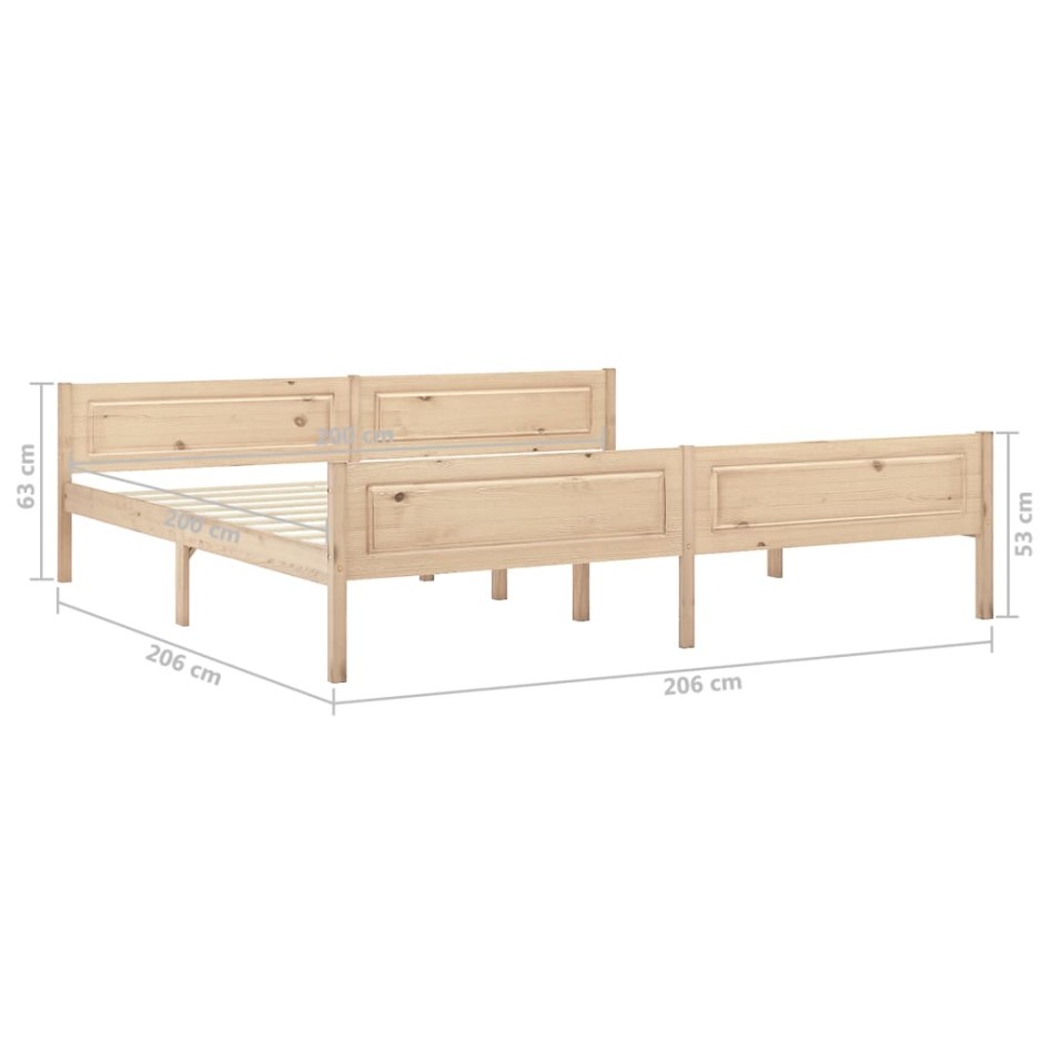 Estructura de cama de madera maciza de pino 200x200