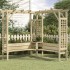 Pérgola de esquina con banco de madera de pino