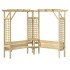 Pérgola de esquina con banco de madera de pino