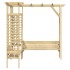 Pérgola de esquina con banco de madera de pino