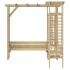 Pérgola de esquina con banco de madera de pino