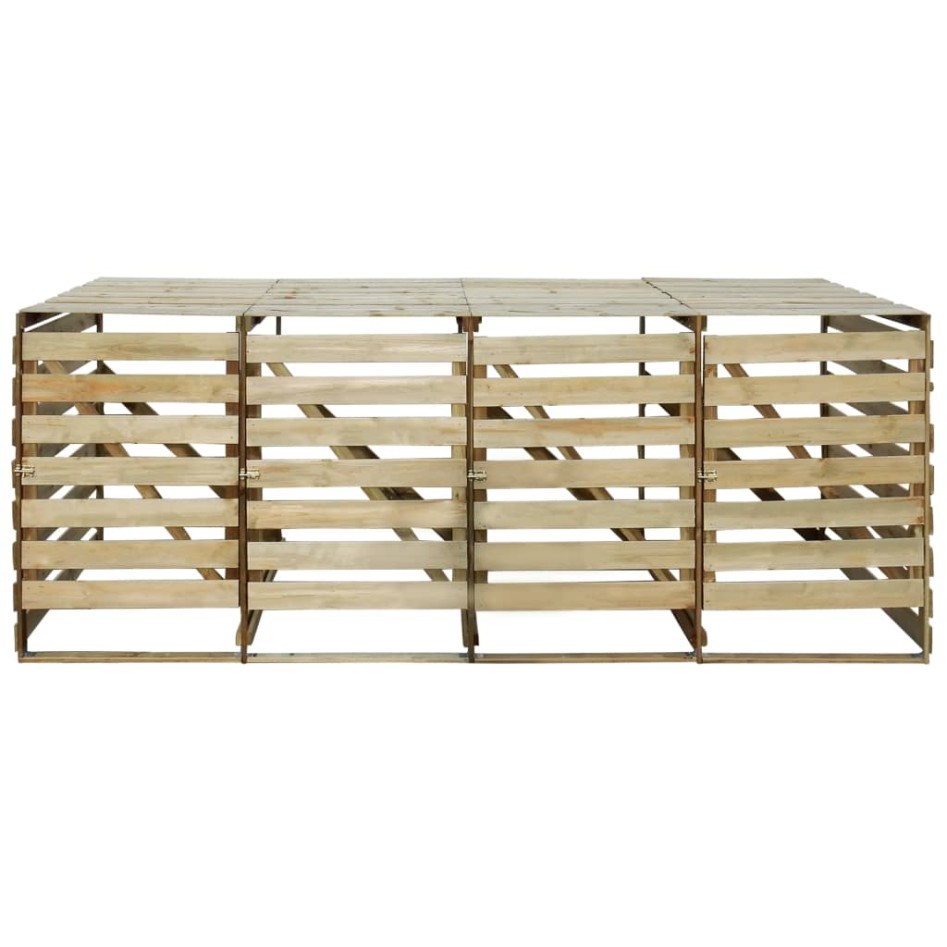 Cobertizo 4 contenedores de basura madera pino impregnada 240