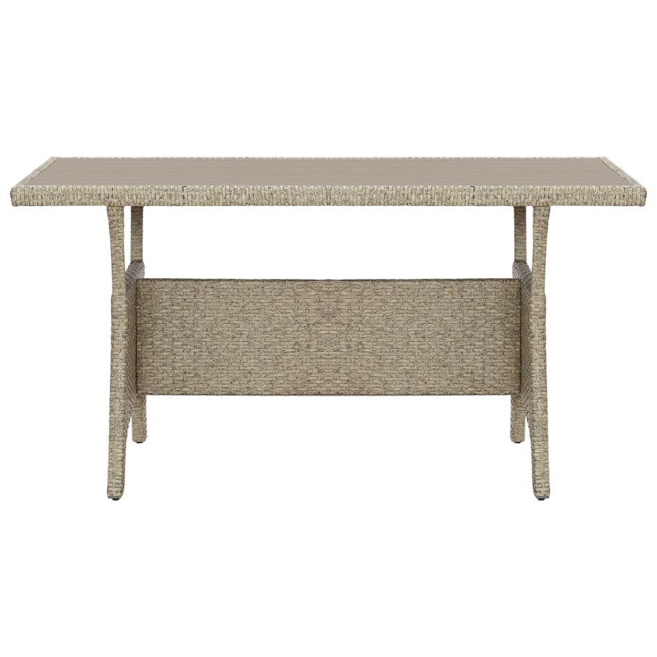 Mesa de jardín de ratán sintético gris 130x70x66