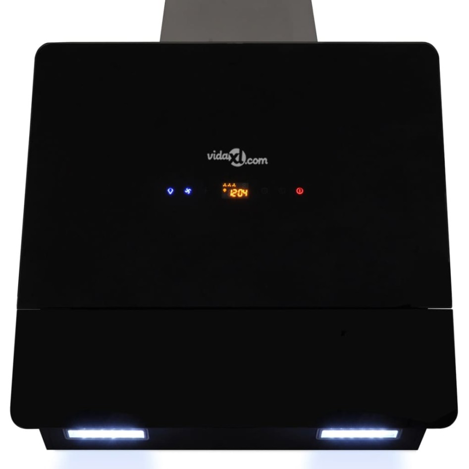 Campana extractora vidrio templado negro con pantalla 600