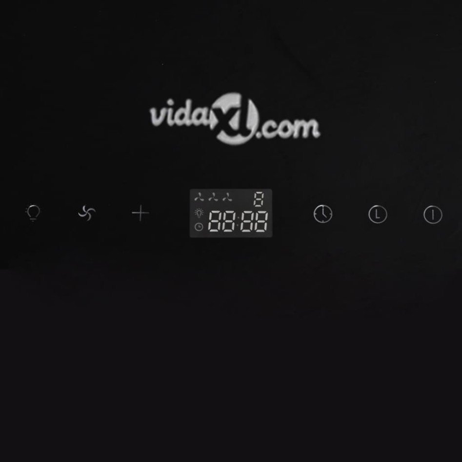 Campana extractora vidrio templado negro con pantalla 600