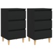Mesitas de noche 2 uds patas madera maciza negro 40x35x69 cm