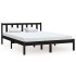 Estructura de cama de madera maciza de pino negra 140x190