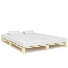 Estructura de cama de palés madera maciza de pino 140x200