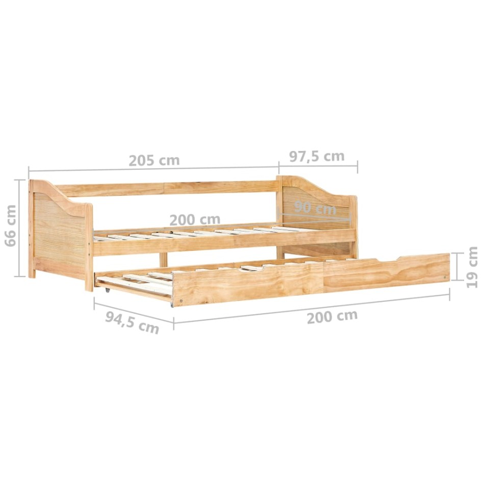 Estructura de sofá cama extraíble madera de pino 90x200