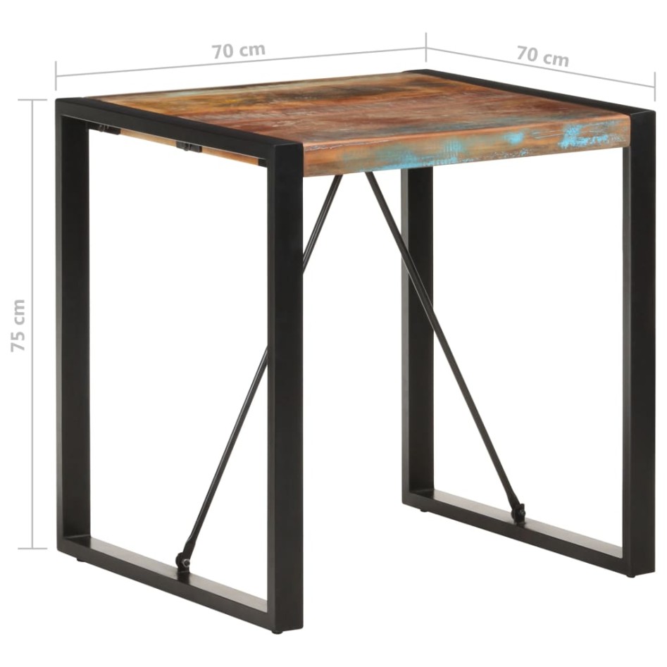 Mesa de comedor de madera maciza reciclada 70x70x75