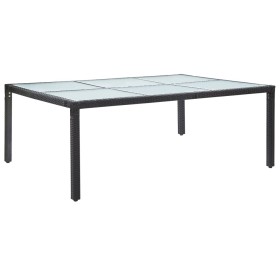 Mesa de comedor de jardín negro 200x150x74 cm ratán