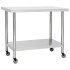 Mesa de trabajo para cocina con ruedas acero inox 80x60x85