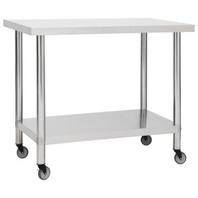 Mesa de trabajo para cocina con ruedas acero inox 80x60x85