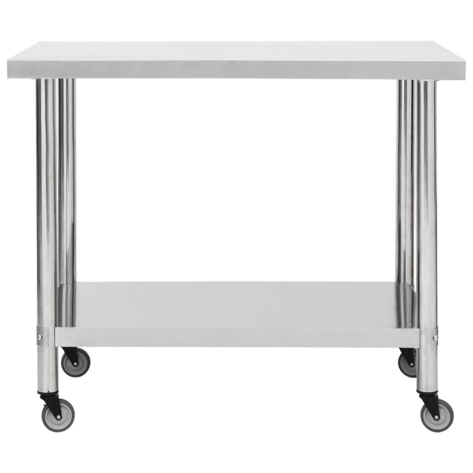 Mesa de trabajo para cocina con ruedas acero inox 80x60x85