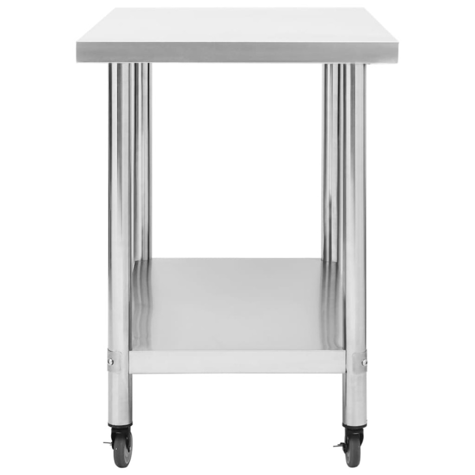 Mesa de trabajo para cocina con ruedas acero inox 80x60x85