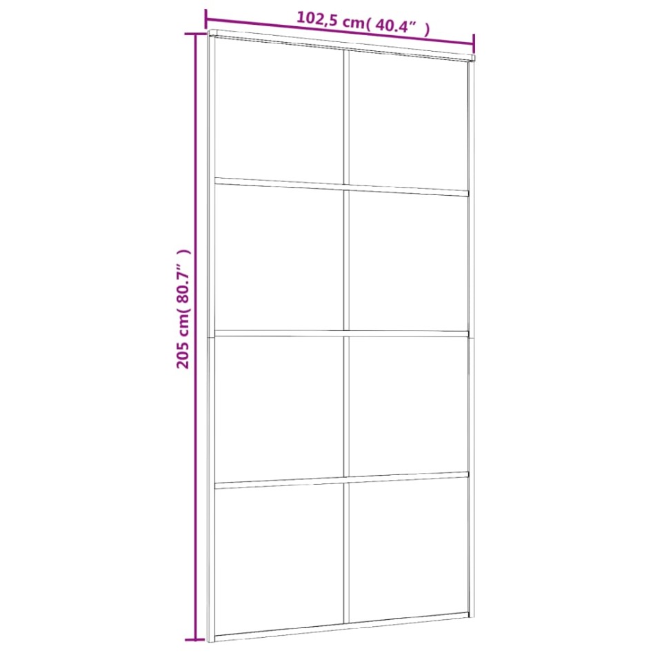 Puerta corredera aluminio y ESG vidrio negra 102,5x205