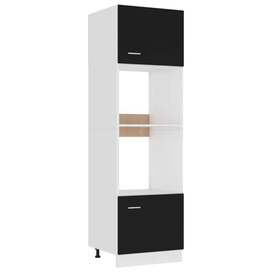 Armario de microondas madera contrachapada negro 60x57x207