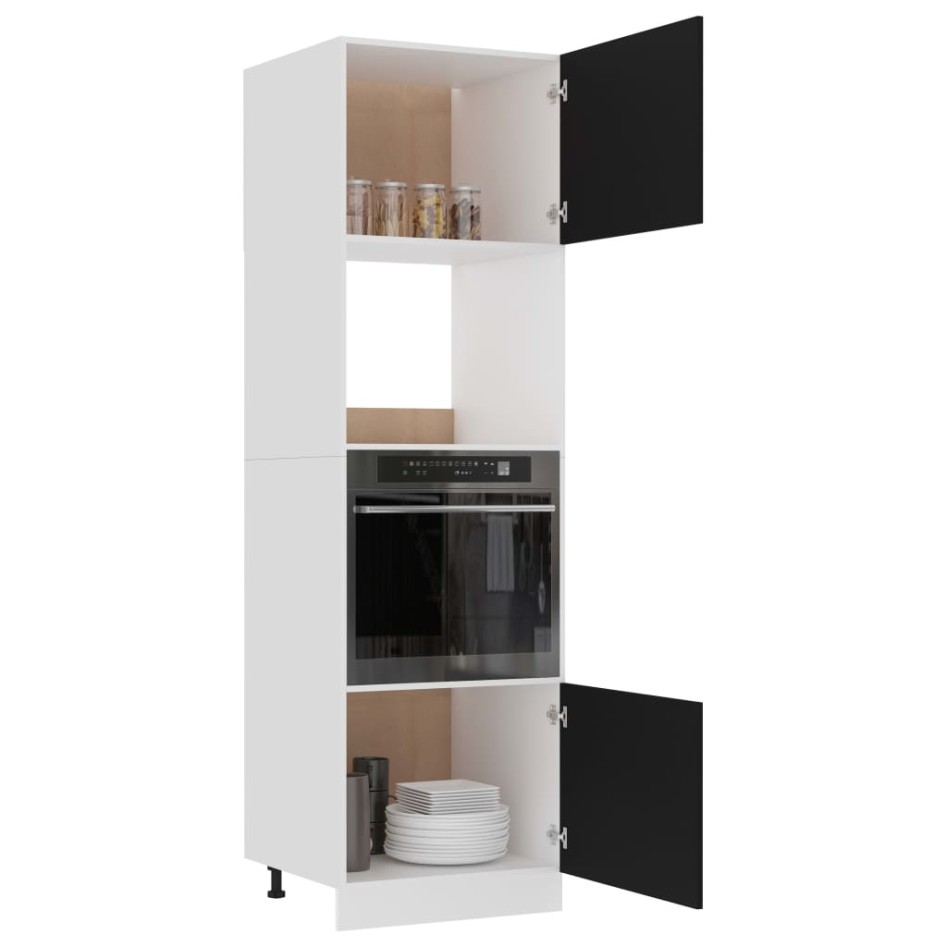 Armario de microondas madera contrachapada negro 60x57x207