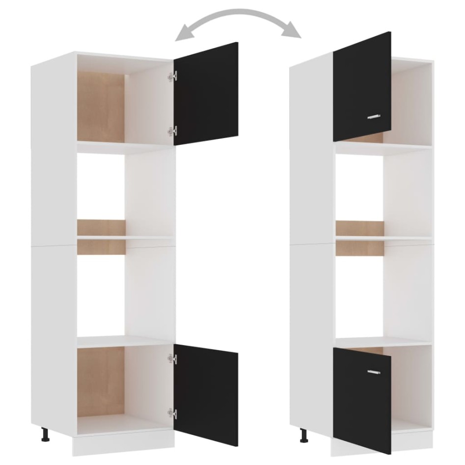 Armario de microondas madera contrachapada negro 60x57x207