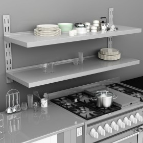 Estantería pared flotante 2 niveles acero inoxidable 150x30