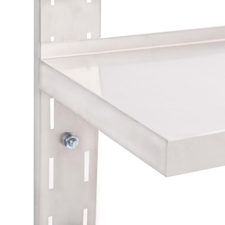 Estantería pared flotante 2 niveles acero inoxidable 150x30