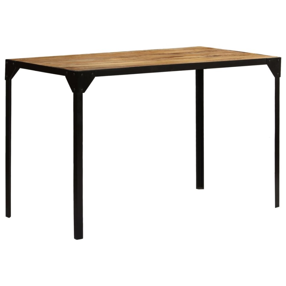Mesa de comedor madera maciza de mango rugosa y acero 120