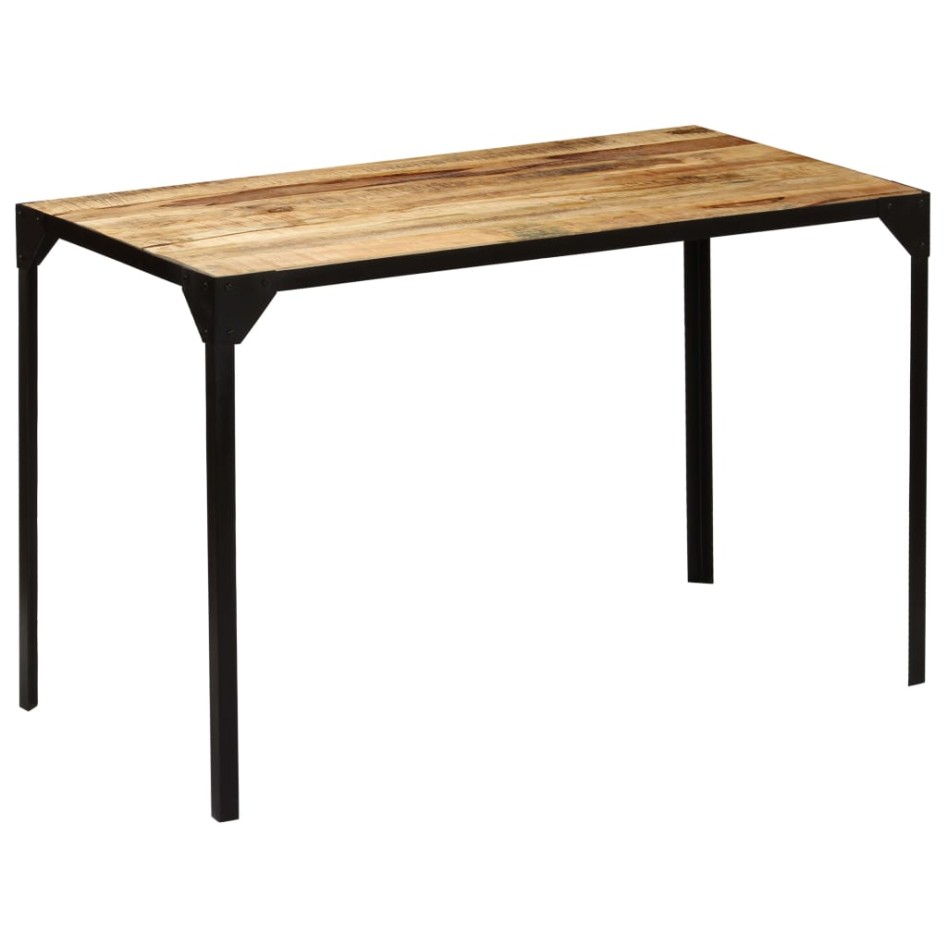 Mesa de comedor madera maciza de mango rugosa y acero 120