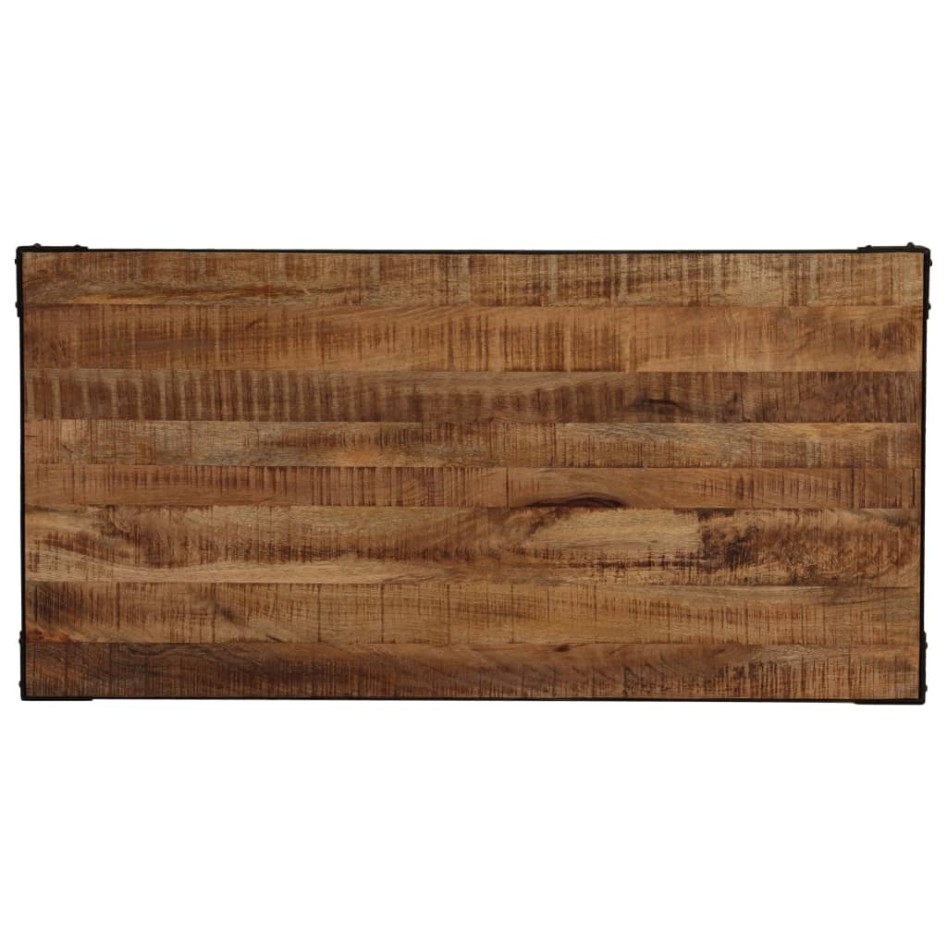 Mesa de comedor madera maciza de mango rugosa y acero 120