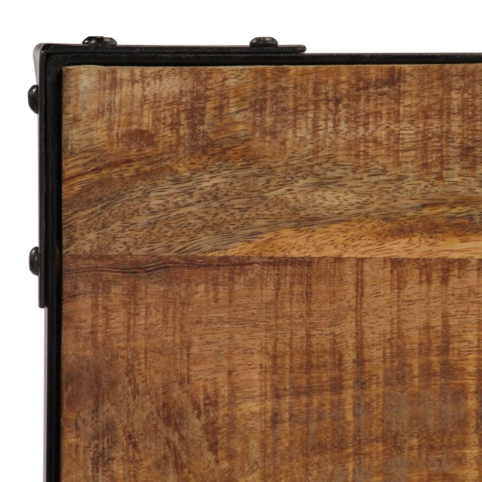 Mesa de comedor madera maciza de mango rugosa y acero 120