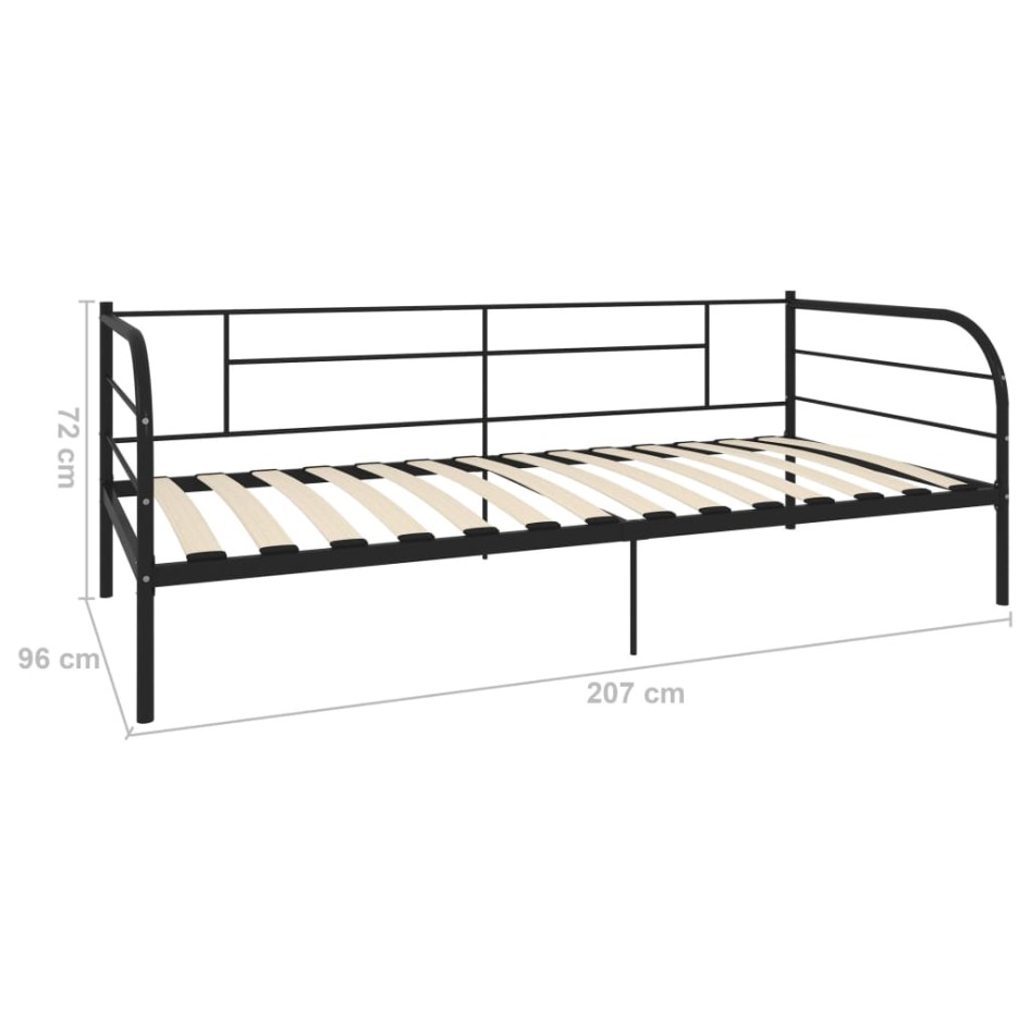 Estructura de cama de metal negro 90x200