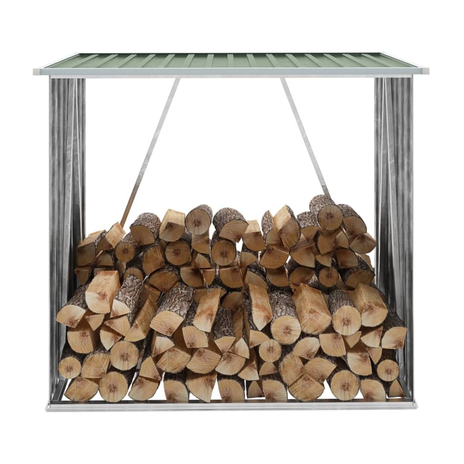 Casetilla para leña acero galvanizado verde 163x83x154