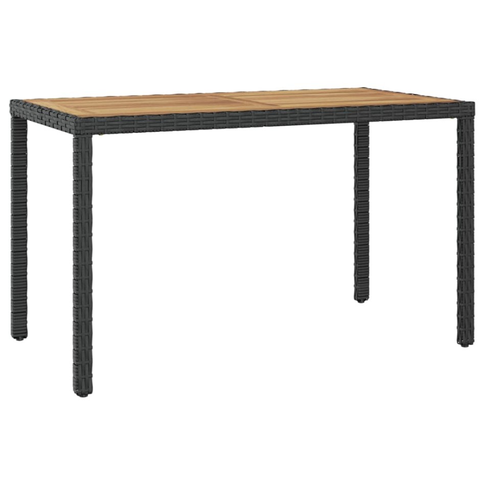 Mesa de jardín madera maciza acacia negro y marrón 123x60x74