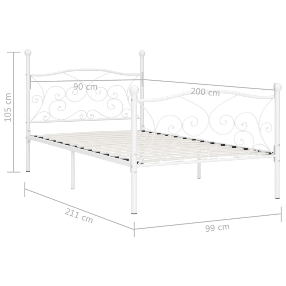 Estructura de cama con somier metal blanco 90x200