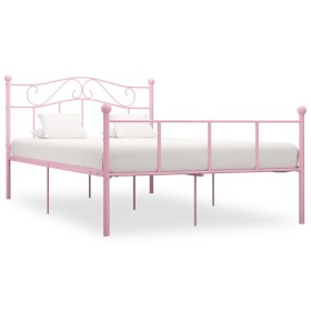 Estructura de cama de metal rosa 140x200